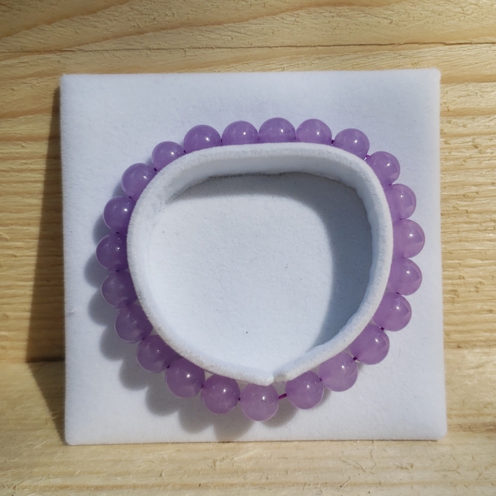 Genuine Jade Purple Bead Bracelet Stretchy